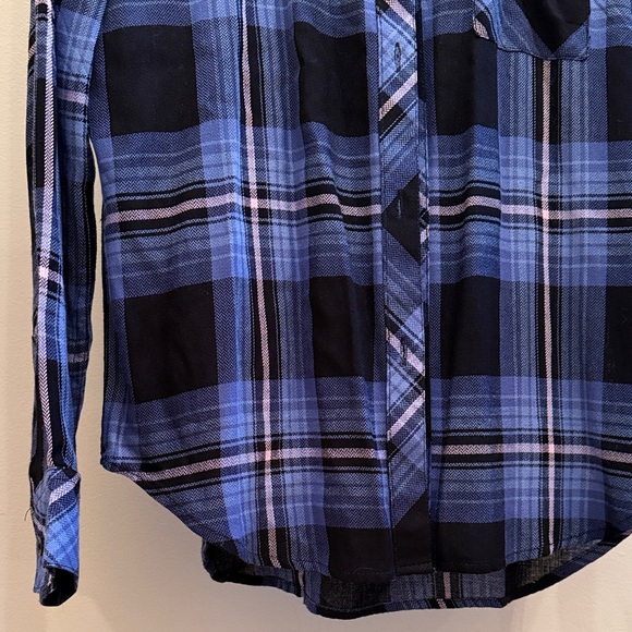 Workshop Republic Clothing Blue and Black Plaid Button-Down Shirt - Picture 3 of 5